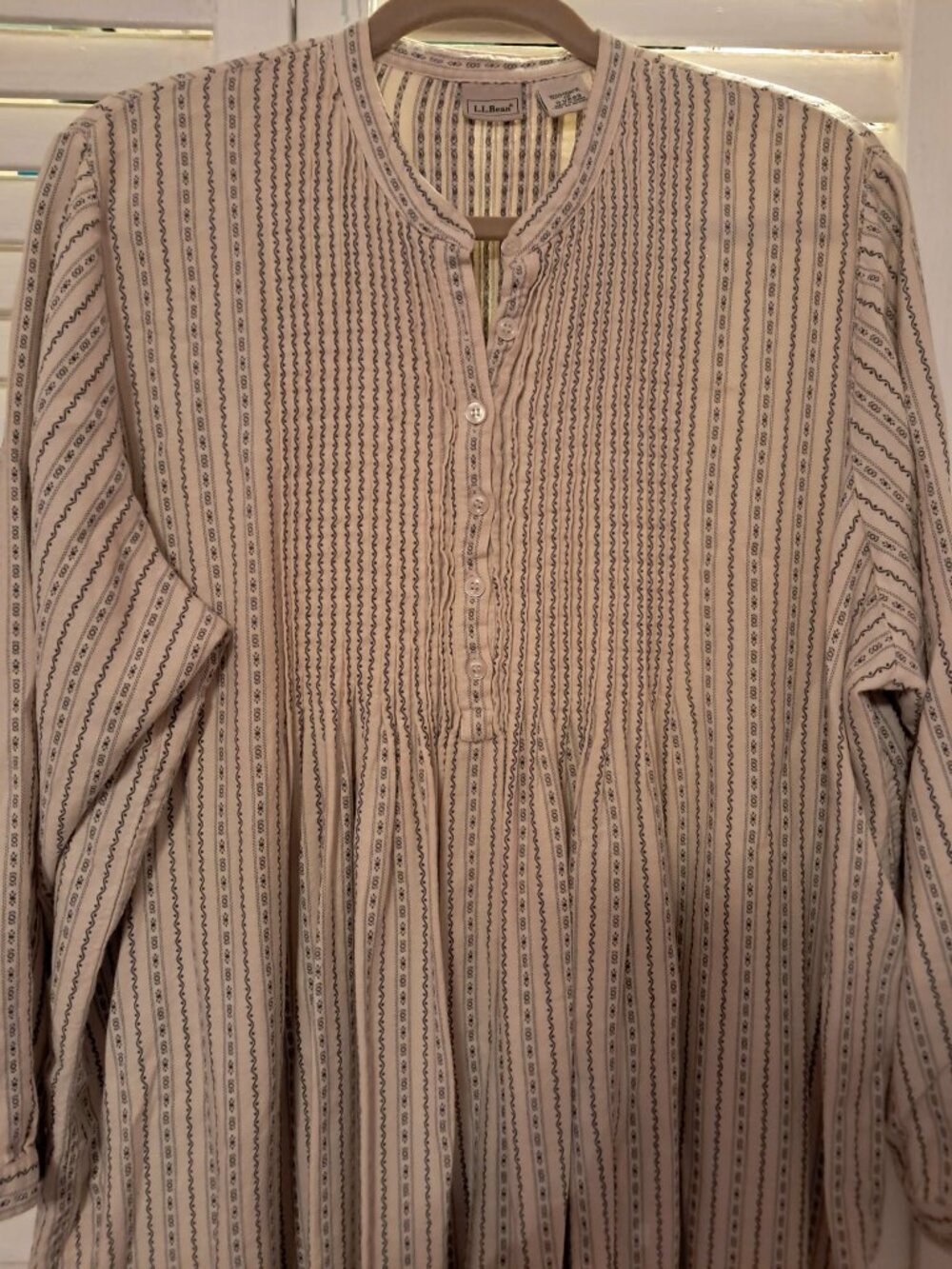 VINTAGE GRANNY CORE LL BEAN DOBBY PINTUCK FLANNEL NIGHTGOWN 1X - Picture 3 of 6